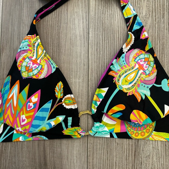TRINA TURK Tahitian Floral bikini | ring front top in 12 & hipster bottom 8 - Picture 2 of 7
